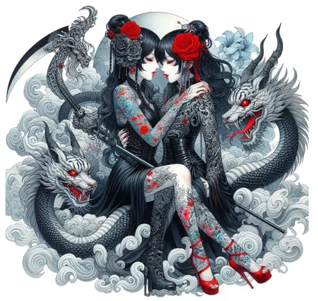 YUNEX 5.1 Personalized Anime Tattoo Girl Car Stickers for Windows Fuel Tank Cap Trunk Lid Bumper Luggage Decals (C)