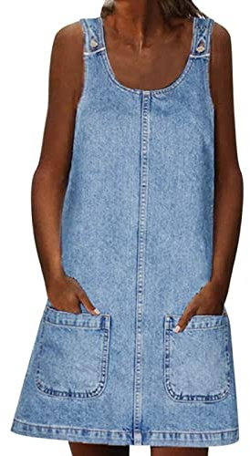 Vhersily 2025 Salopette Gonna Donna Corti, Abito Senza Maniche in Jeans da Donna, Estivo, in Denim, con Pettorina, Casual, Elegante, con Bretelle e Tasche