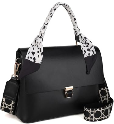 Gladdon Umhängetasche Damen, Schultertasche mit Reißverschluss, Crossbody Bag, Leder handtasche klein, Breite Schultergurte Jacquard-Gewebe