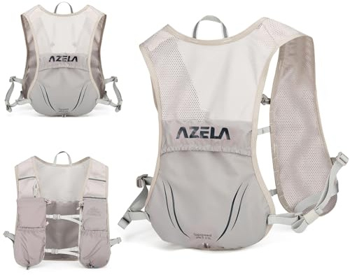 Sahunfri Running Vest Backpack, Lightweight Breathable Hydration Vest with Reflective Strips, Multi-Functional Adjustable Running Vests Womens Men for Outdoor Hiking Cycling (Grey)