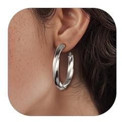 PROSTEEL Creolen Ohrstecker für Damen, Edelstahl Verdreht Hoop Ohrringe 30mm 40mm 60mm 80mm,Trendiger Ohrschmuck Frauen