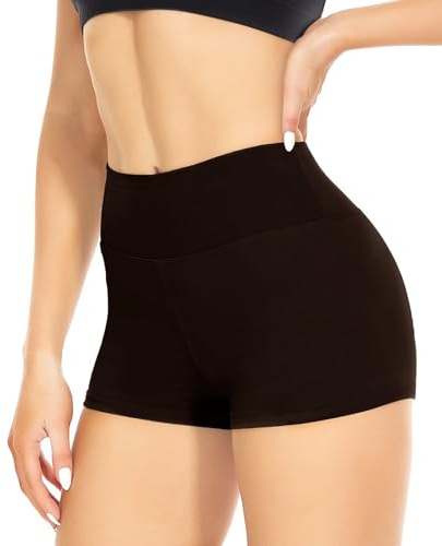 MUNSKT Short de Sport Femme en Coton Shorty Sportif Élastique Confortable pour Danse Taille Haute (FR/ES, Alpha/Lettres, L, TG, Taille Normale, Taille Normale, Standard, ferreux)