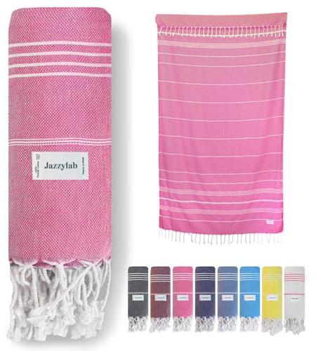 Sultan Toalla Hammam | Pestemal 100% algodón con patrón de Rayas clásicas | Secado rápido, Ligera y compacta | Versátil para Playa, Sauna, SPA y Viaje | Rosa, 90x180 cm