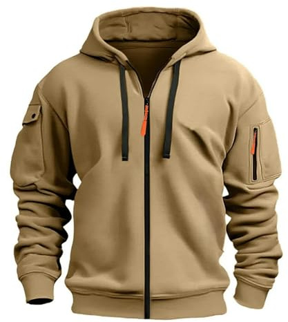 MakingDa Mens Hoodie Long Sleeve Pullover Zipped Pocket Cuffed Shirts Hoody Fleece Slim Fit Casual Winter Hooded Sweatshirts