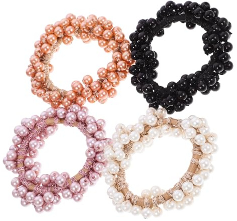 VALICLUD 5stücke Perlenhaargummis Für Damen Elastische Haargummis Für Haarseile Für Mittellanges Langes Haar Haarschmuck Für Sport Und Yoga Haarstyling-zubehör