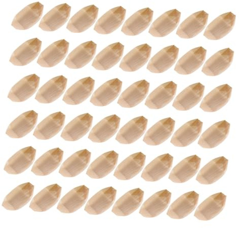 OATIPHO 100 Platos De Madera Con Forma De Barco Para Aperitivos Bandejas Para Servir Sushi Recipientes Para Aperitivos Postres Y Hamburguesas