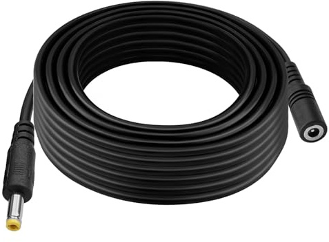 KUOQIY 5m 22 AWG 4.0x1.7 mm 24V 12V DC Verlängerungskabel, Mann zum Weiblichen DC-Stecker-Verlängerungs Kabel, für LED-Lichtleisten, Router, Schwarz