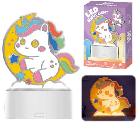 SPERMUOY Einhorn Geschenke für Mädchen 5 6 7 8 9 Jahre,Einhorn Bemalen Nachttischlampe 6+ jahre Nachtlicht basteln einhorn für Schlafzimmer, Perfekte Geburtstags Weihnachtsgeschenke