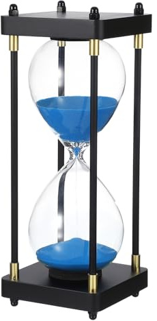 PATIKIL Large Decorative Sand Timer, 30 Minutes Wood Hour Glass Timer Modern Wooden Hour Glass for Cooking Game Office Classroom Kitchen Home, Blue(Style 1)