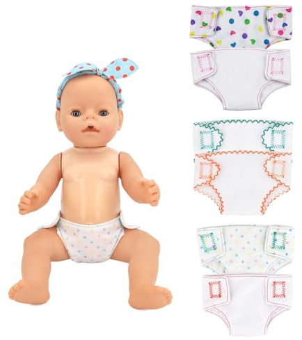 Neuytiky 6 Piezas Accesorios para Muñecas,Pañales para Muñecas,Pañales Autoadhesivos,Reutilizable,para Muñecas,Juguetes de rol para Niños
