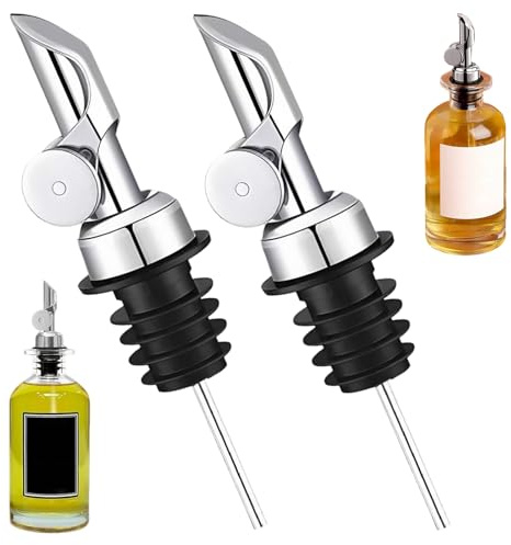 YRUHAN 2 Piezas Vertedores de Botellas, Vertedores de Aceite, Tapón Dosificador Aceite, Apertura y Cierre Automáticos, Fácil de Controlar, Adecuado para Aceite de Oliva, Vino, Vinagre, Cóctel