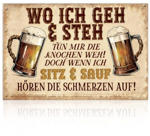 Lustiges Bar Blechschild, Retro Aluminium Metallschild mit Humorvollem Spruch, Kneipen und Bar Deko, Vintage Bier Geschenk für Männer, 30x20cm
