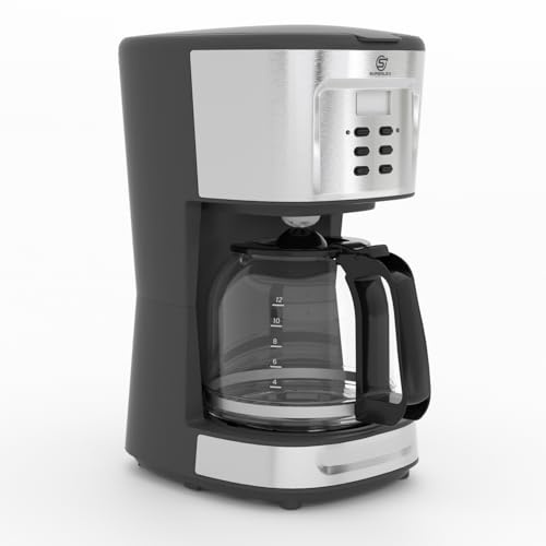 SUPERLEX Filter Coffee Machine Programmable Coffee Maker 1.5L Glass Carafe 12 Cups Fast Brew 24 Hour Timer 40min Keep Warm Auto Shut Off Boil Dry Protection Anti Drip Function Washable Filter 900W