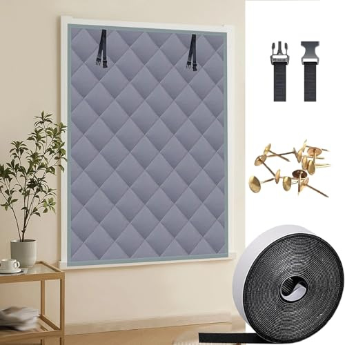 Kit D'Isolation de Fenêtre 50 x 100 cm, Temporaires, Isolation Thermique, Facile à Montage, Personnalisable, Survitrage Thermo Cover, avec Ruban Nano pour Grenier, Gris