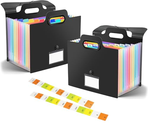 2x A4 Fächermappe 13 Fächer Druckknopf Ordner für Büro Schule Schwarz | 2x A4 Schwarz: 13 Fächer & Druckknopf. Ideal für Büro, Schule & Zuhause. Perfekte Ordnung