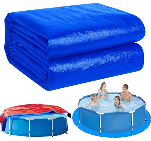 KEAGAN Pool-Bodenplane, 4,6 m Runde Poolunterlage, Schwimmbadmatte, Faltbare Poolunterlage, Bodenschutzplane Bodenmatte, Poolmatte, Whirlpoolmatte, Anti-Rutsch UV-Stabil Reißfeste Pool Ground Cloth