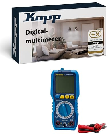 Kopp PAN Minimeter-2 Digital-Multimeter CAT III 600 V – Multimeter mit kontaktlosem Spannungs- & Durchgangsprüfer – Beleuchtete Anzeige mit Analogbalken – LED-Taschenlampe & TRMS