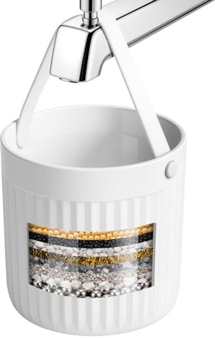 HOTUT Filtro Ducha 8 Etapas Purificador, Filtro Ducha Antical | Elimina Los Metales Pesados y Olores, con Asas, de Alta Capacidad, para Agua Dura, Protege La Piel y El Cabello