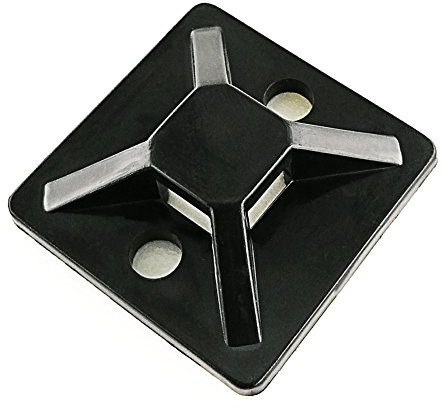 HS Cable Tie Mounts Self Adhesive with Screw Hole Zip Wire Tie Mounting Base Holder (100 Pack) Squares 1x1 Inch,Black