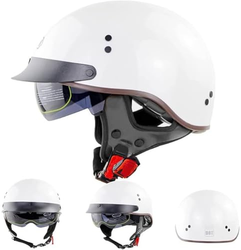 BDTOT Mezzo Casco da Motociclista retrò Portatile Jet Casco Scodella ECE/DOT Omologato Sicurezza Estivo Mezzo Casco per Elicottero da Pilota Chopper Vintage per Moto Cruiser
