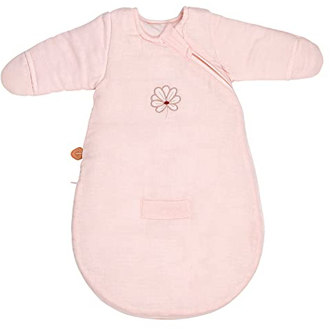 Nattou Babyschlafsack für Herbst und Winter aus Baumwolle (Musselin) und Polyester, Mit Fäustlingen, TOG 2, Ca. 60 cm, Susie und Bonnie, Rosa