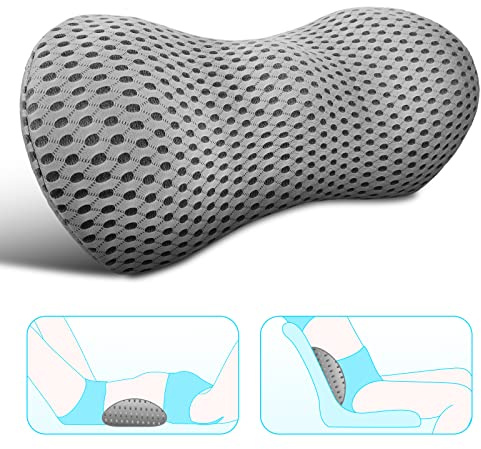 Panduo Lumbar Support Pillow for Office Chair, Memory Foam Lumbar Pillow for Lower Back Pain Relief (Grey)