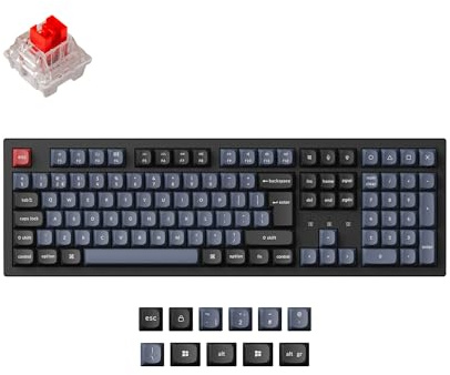 Keychron K10 Pro QMK/VIA Custom Wireless Mechanical Keyboard, Hot-swappable ISO UK Layout Full Size 108 Keys Programmable RGB Backlit Red Switch, Bluetooth/USB-C Wired for Mac Windows Linux