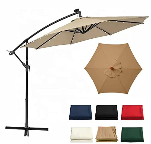 Bueuwe Sonnenschirm Ersatzbezug 3m 6/8 Streben, Sonnenschirm Bespannung Ersatzbespannung, UV-Schutz Wasserdicht Windfest Stabil Ersatz-Sonnenschirm für Balkon, Garten, Pool,Grün,6 Streben