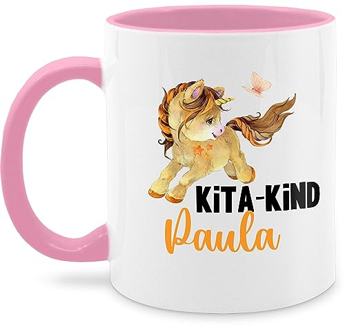 Tasse Tassen 325ml - Hallo - Kita Kind Geschenk zum Start Kindergarten Einhorn - 325 ml - Rosa - für ein kindergartenkind name geschenke kindertasse personalisierte 2023 2024 personalisierter