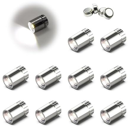 10 kleine Spots, batteriebetriebene LED-Lichter, warmweiße kabellose Miniatur-Strahler für Kunstwerke, Malerei, Schmuckvitrinen-Display, Schrank, DIY Handwerk (Kaltweiß)