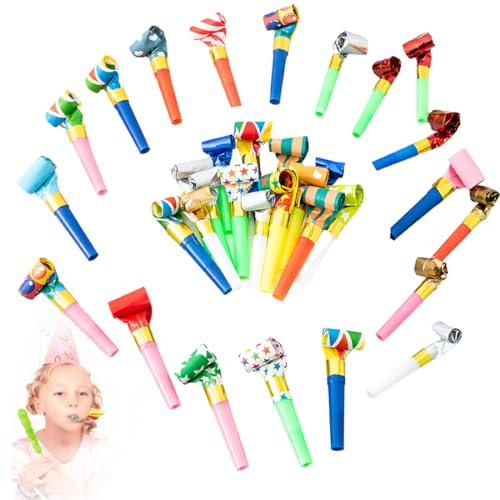 HAMKU 50 Stück Tröte Kindergeburtstag,Tröten Kindergeburtstag,Partytröten,Tröten Für Kinderspielzeug,Tröte Kinder Für Partys,Geburtstagsfeiern,Festliche Anlässe,Kinder Party,Weihnachten