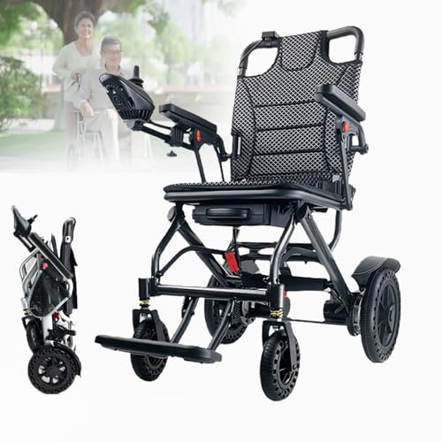 Carrozzina Elettrica Da Viaggio Omologata Per Il Trasporto Aereo, Sedia Pieghevole Ultraleggera Da 16 Kg Con Doppio Motore, TSupporta 100 Kg,10AH