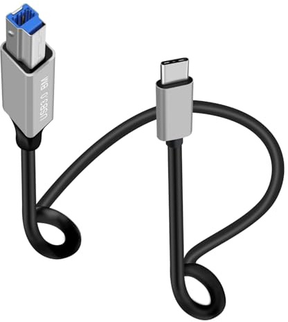 HuaLiSiJi Druckerkabel USB C 3.0 Super Speed 5Gbps Stecker USB Kabel Typ C auf Typ B für Scanner, Externen Festplatten, Multifunktionsdruckern usw (Typ C Silbrig, 3 m)