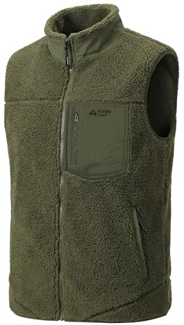 Pioneer Camp Sherpa Lined Vest Mens Insulated Thick Fleece Vests with Zipper Midweight Fluffy Cold Weather Hiking Outdoor