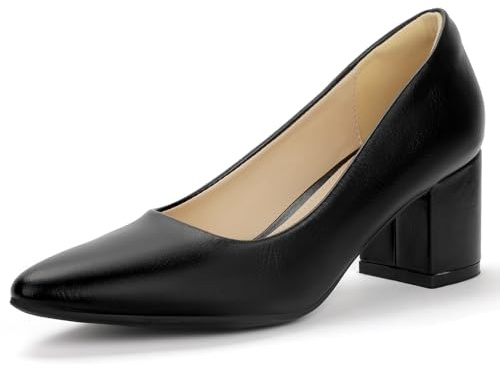 IDIFU Black Pumps Women Closed Toe Low Chunky Block Heels Dress Shoes for Women Office Work Business Wedding Prom Shoes Trendy Comfortable Pointed Toe Short Thick Heels Pumps (Black Pu, 8)
