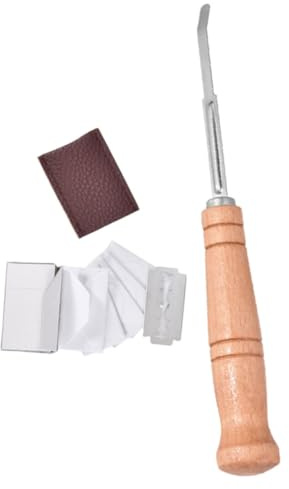 FUNNETOYU Cortador De Pan De Acero Inoxidable Mango De Madera, Herramienta Para Marcar Masa y Moldear Pan, Tamaño Mediano, Utensilio Para Hornear Profesional, Uso Doméstico, Set De