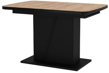 Vicco Esstisch Fenaro, Goldkraft Eiche/Schwarz, 120-160 x 80 cm | ausziehbar, ausziehbar mit Einlegeplatte für flexible Tischgrößen
