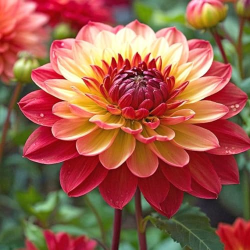 Eleganza Dalia bulbi,Piante perenni,Dalia pianta vera,resistenti al freddo,Tagliare,Facile da curare(non artificiali)-4 bulbi-I