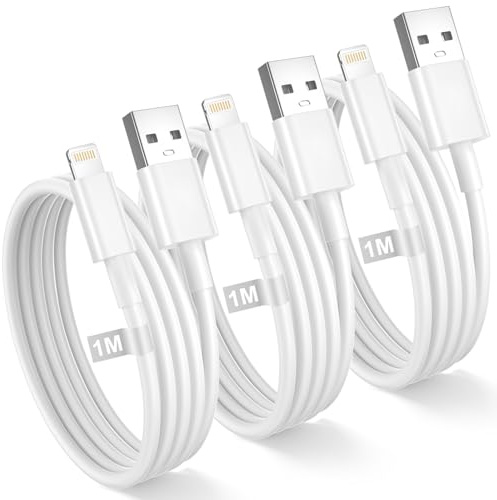 Câble iPhone 1M Lot de 3,Câble USB vers Lightning [Certifié MFi] iPhone Cable Lightning USB,Cable USB vers lightning Fil Cordon Charge Rapide pour iPhone 14 13 12 11Pro/ Pro Max/XS/XR/SE/8/7/6/5s,iPad
