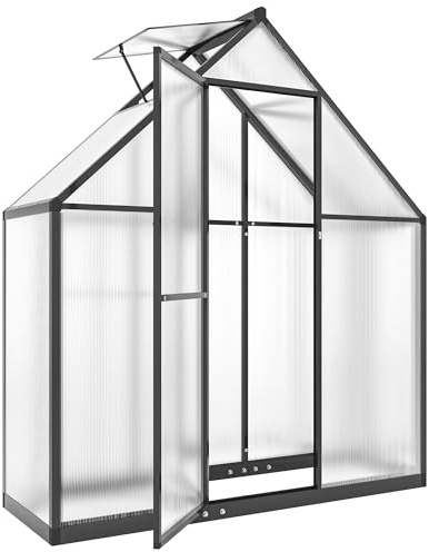 Outsunny Serre de Jardin en Aluminium Polycarbonate, Serre avec fenêtre réglable Porte battante, abri extérieur résistant aux intempéries pour Plante Fleur Potager semis, Transparent