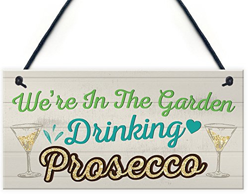 Red Ocean In The Garden Drinking Prosecco Friend Friendship Plaque Hanging Alcohol Sign Funny Gift Birthday Presents