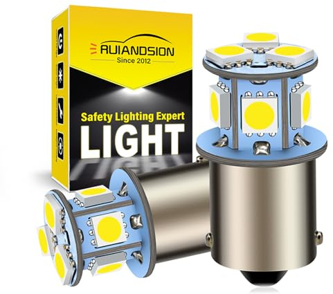 Ruiandsion 2 lampadine LED 1156 7506 BA15S, 6 V, super luminose, chipset 5050 8SMD, lampadine di ricambio per luce di retromarcia, indicatori di direzione, luci posteriori, non polarità (bianco)