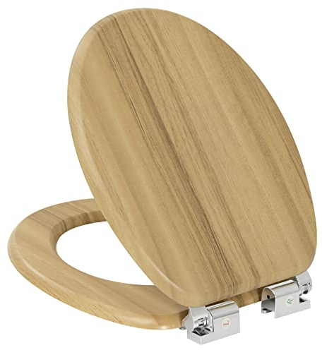 eSituro WC Sitz mit Absenkautomatik, Stabile Toilettendeckel für Badinstallationen,MDF Holzkern,Einfache Montage Toilettensitz,Hochwertige Wc Deckel Klobrille