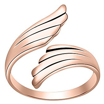 Marlogendo Damen-Fußringe, 14 Karat Rotgold, vergoldet, 925er Sterlingsilber, Engelsflügel, offener Zehenring, hochwertige Spiegeloberfläche, klassischer Schmuck