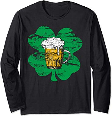 Chope de bière Shamrock - Drôle de Saint Patrick Manche Longue
