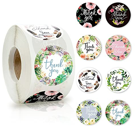 jiuzcare Etikettklistermärken tack 3,8 cm runda klistermärken 500 stycken etiketter tack vare dig klistermärken etikett självhäftande presentförpackning, CY11