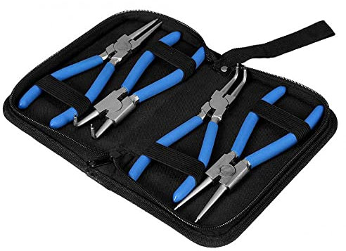 SATMW 4pc Professionelle 7 Innen Außen Gerade Gebogene Sicherungsring Sicherungsringzangen Set Handwerkzeug Set Haushaltsreparaturwerkzeug