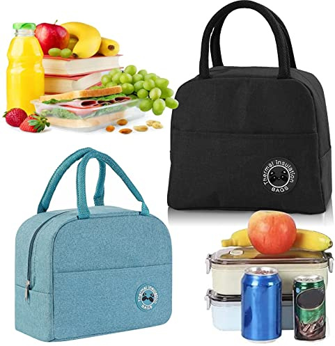 Qunkun 2 Stück Thermotasche Faltbar, Isoliertasche Mini für Picknick | Kühltasche Mini, Lunchtasche, Kühlbox für Picknick, Studenten und Kinder