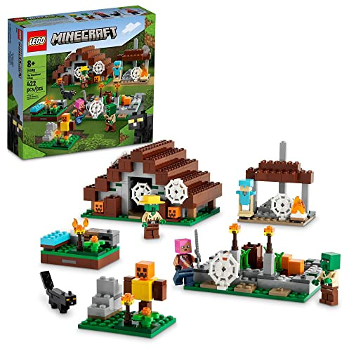 LEGO Minecraft The Abandoned Village Building Kit 21190, Minecraft Zombie Toy Set, Idea de regalo para niños y niñas a partir de 8 años con figuras de juego incluyendo zombis y cazadores de zombis con