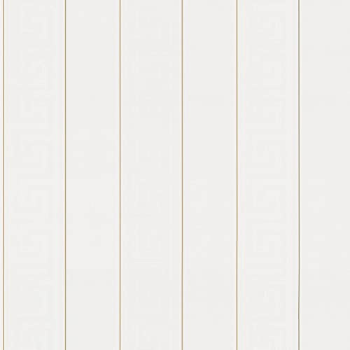 Profhome Papier peint à rayures 935241-GU papier peint intissé (TNT) or blanc 0,70 m x 10,05 m / 7,035 m2